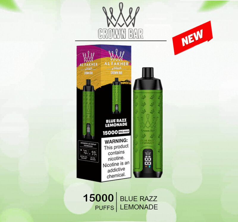 ALFAKHER CROWN BAR - BLUE RAZZ LEMONADE - 15000 PUFFS ALFAKHER CROWN BAR - BLUE RAZZ LEMONADE - 15000 PUFFS