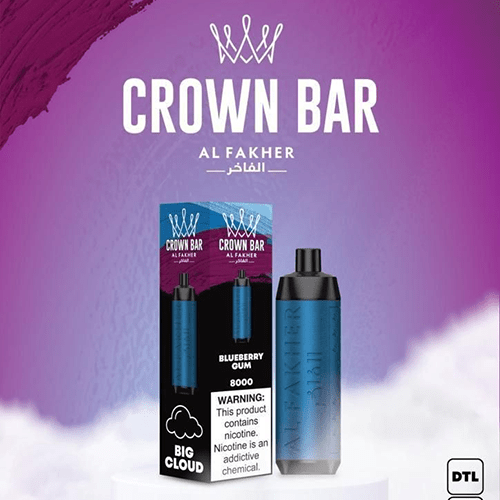 ALFAKHER CROWN BAR BLUEBERRY BUBBLE GUM - 8000 PUFFS ALFAKHER CROWN BAR BLUEBERRY BUBBLE GUM - 8000 PUFFS