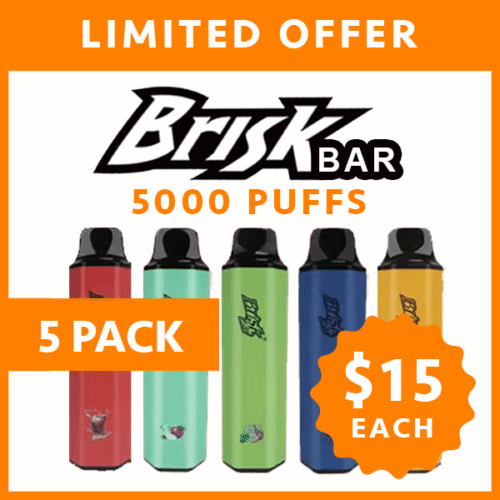 BRISK BAR – 5000 PUFFS – 5 PACK BRISK BAR – 5000 PUFFS – 5 PACK