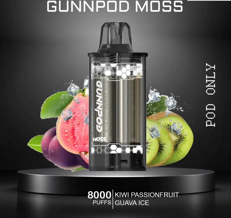 GUNNPOD MOSS - KIWI PASSIONFRUIT GUAVA ICE - 8000 PUFFS - POD ONLY