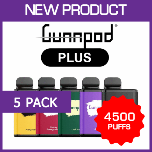 GUNNPOD PLUS – 4500 PUFFS – 5 PACK GUNNPOD PLUS – 4500 PUFFS – 5 PACK