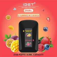 IGET DUAL 2 FLAVOURS IN 1 DEVICE PASSIONFRUIT MANGO ICE / MIXED BERRY - 2100 PUFFS