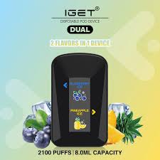 IGET DUAL 2 FLAVOURS IN 1 DEVICE PINEAPPLE ICE / BLUEBERRY ICE - 2100 PUFFS