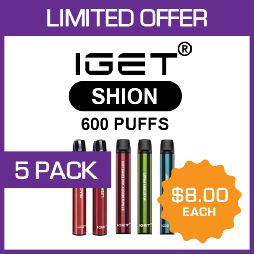 IGET SHION – 600 PUFFS – 5 PACK IGET SHION – 600 PUFFS – 5 PACK
