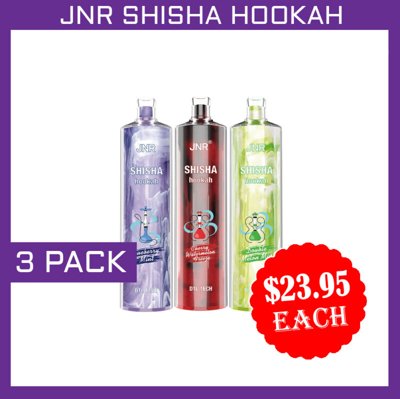 JNR SHISHA HOOKAH - 12000 PUFFS - 3 PACK JNR SHISHA HOOKAH - 12000 PUFFS - 3 PACK